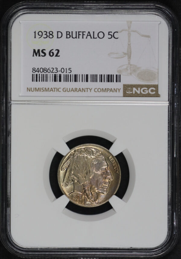 Obverse of this 1938-D Buffalo Nickel NGC MS-62
