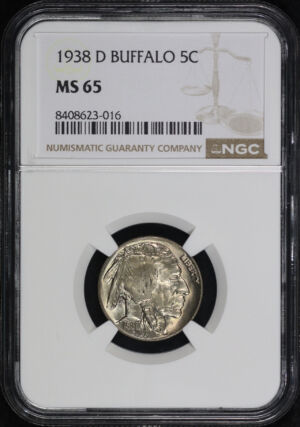 Obverse of this 1938-D Buffalo Nickel NGC MS-65