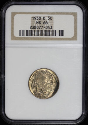Obverse of this 1938-D Buffalo Nickel NGC MS-66