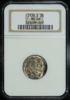 Obverse of this 1938-D Buffalo Nickel NGC MS-66