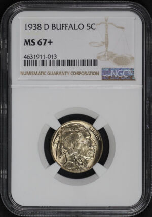 Obverse of this 1938-D Buffalo Nickel NGC MS-67+