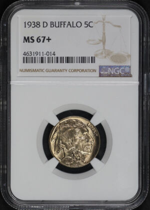Obverse of this 1938-D Buffalo Nickel NGC MS-67+