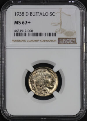 Obverse of this 1938-D Buffalo Nickel NGC MS-67+
