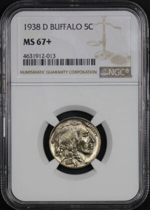 Obverse of this 1938-D Buffalo Nickel NGC MS-67+