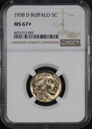 Obverse of this 1938-D Buffalo Nickel NGC MS-67+