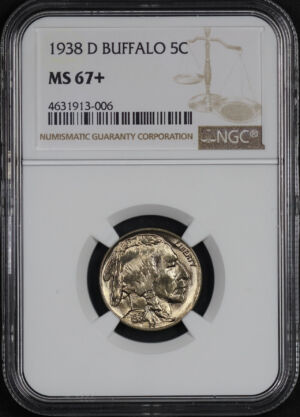 Obverse of this 1938-D Buffalo Nickel NGC MS-67+