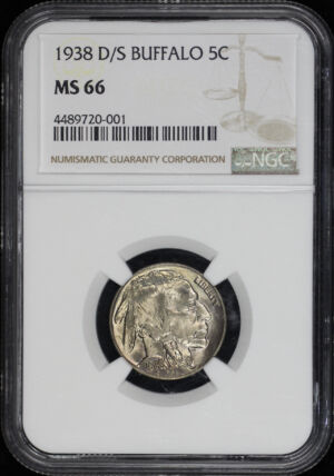 Obverse of this 1938-D/S Buffalo Nickel NGC MS-66