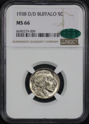 Obverse of this 1938-D/D Buffalo Nickel NGC MS-66 CAC