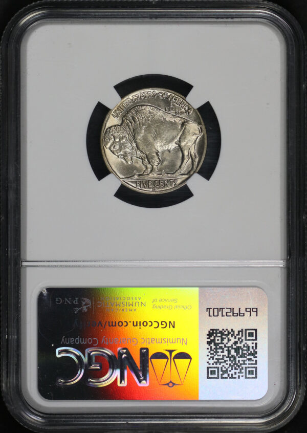 Reverse of this 1938-D D/D Buffalo Nickel NGC MS-66 CAC