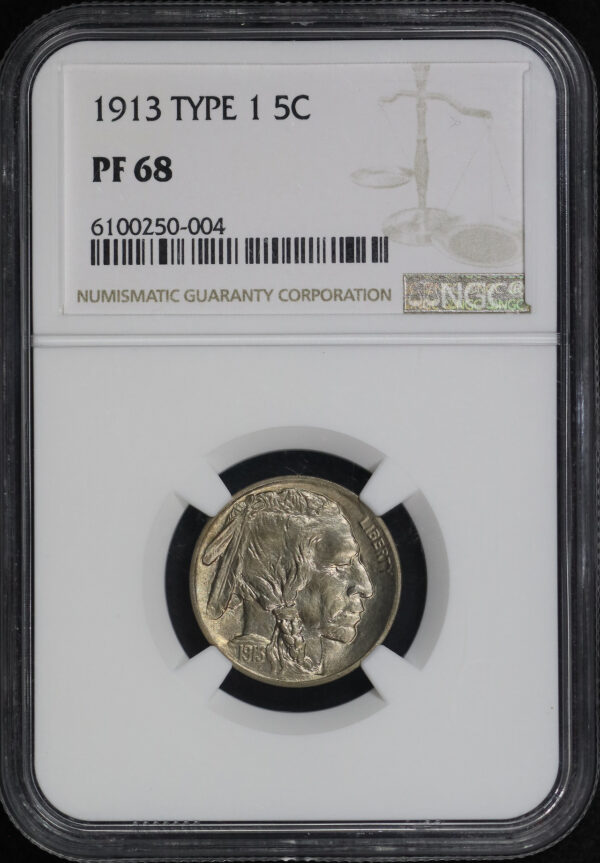 Obverse of this 1913 Buffalo Nickel Type 1 NGC PF-68