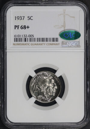 Obverse of this 1937 Buffalo Nickel NGC PF-68+ CAC