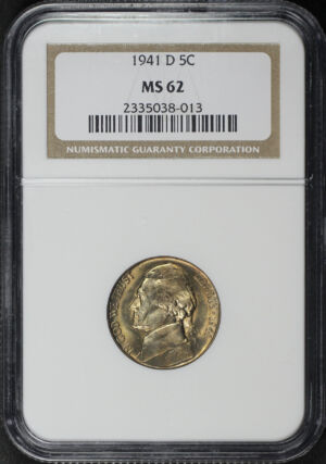 Obverse of this 1941-D Jefferson Nickel NGC MS-62