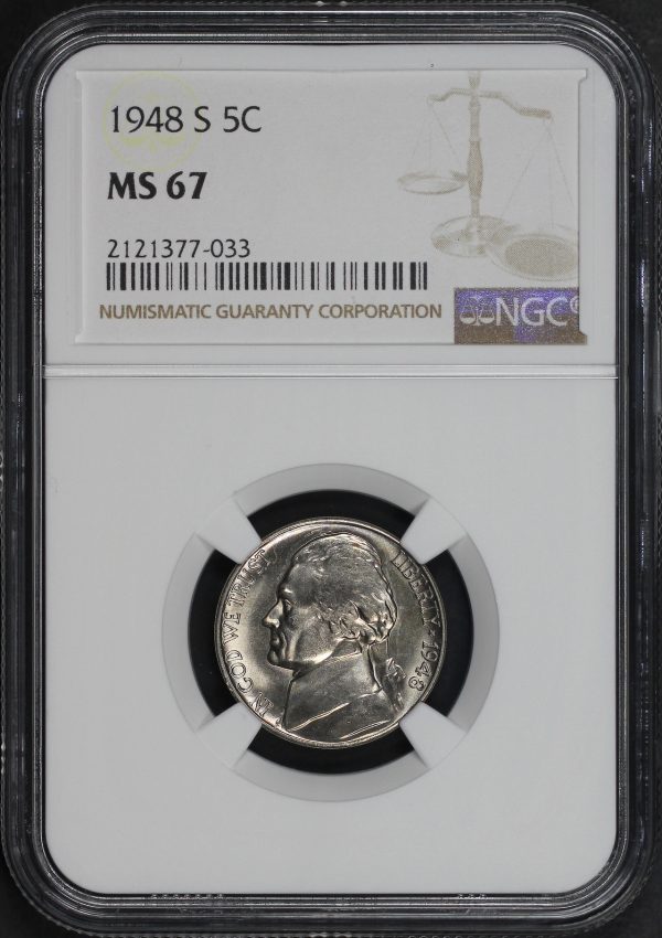 Obverse of this 1948-S Jefferson Nickel NGC MS-67
