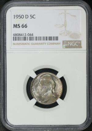 Obverse of this 1950-D Jefferson Nickel NGC MS-66
