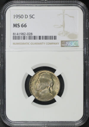 Obverse of this 1950-D Jefferson Nickel NGC MS-66