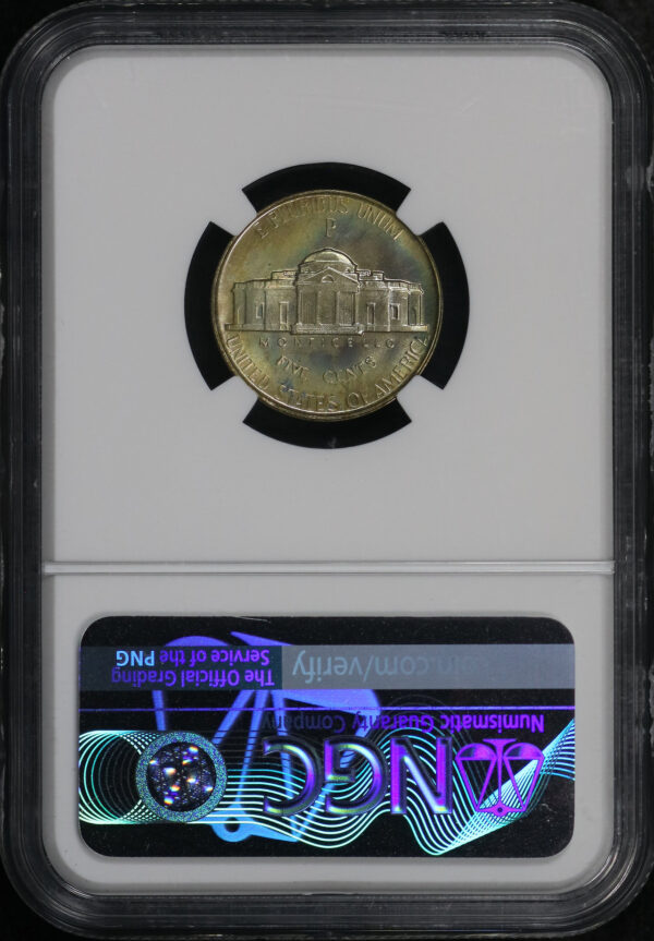 Reverse of this 1942 Silver Jefferson Nickel Type 2 NGC PF-68