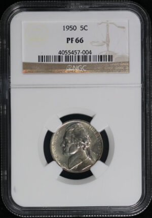 Obverse of this 1950 Jefferson Nickel NGC PF-66