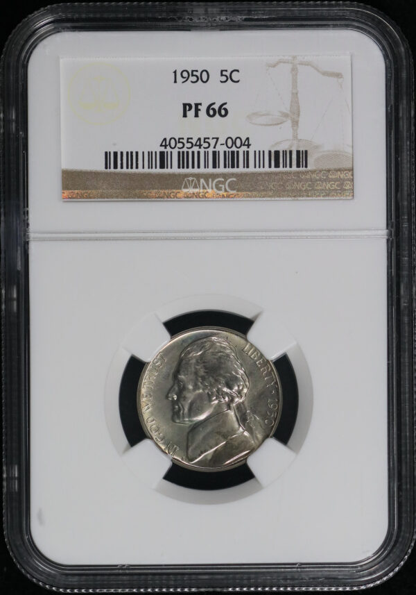Obverse of this 1950 Jefferson Nickel NGC PF-66