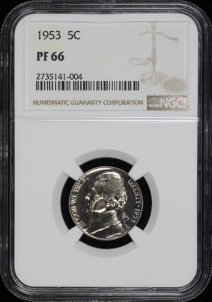 Obverse of this 1953 Jefferson Nickel NGC PF-66