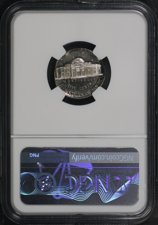 Reverse of this 1977-S Jefferson Nickel NGC PF-66 MINT ERROR Struck On 10c Planchet