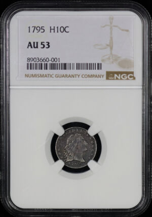 Obverse of this 1795 Flowing Hair Half Dime NGC AU-53