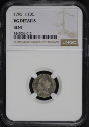 Obverse of this 1795 Flowing Hair Half Dime NGC VG-Details Bent 