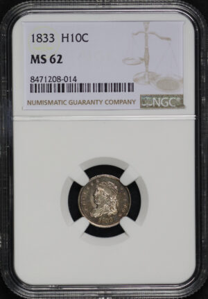Obverse of this 1833 Capped Bust Half Dime NGC MS-62