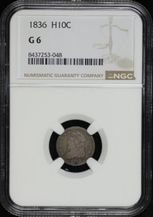 Obverse of this 1836 Capped Bust Half Dime NGC G-6
