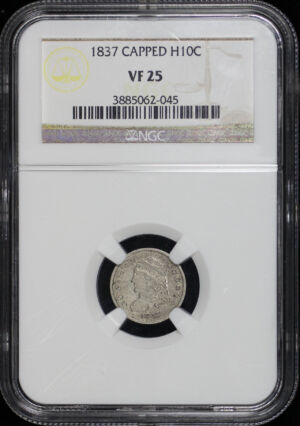 Obverse of this 1837 Capped Bust Half Dime NGC VF-25