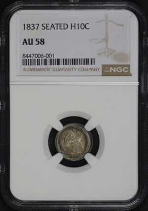 Obverse of this 1837 Liberty Seated Half Dime NGC AU-58