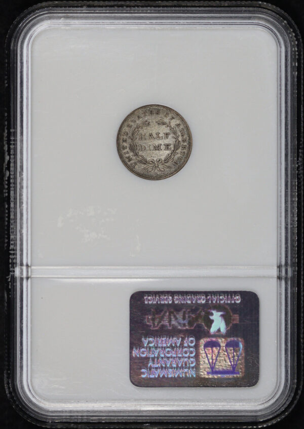 Reverse of this 1837 No Stars Liberty Seated Half Dime NGC AU-58