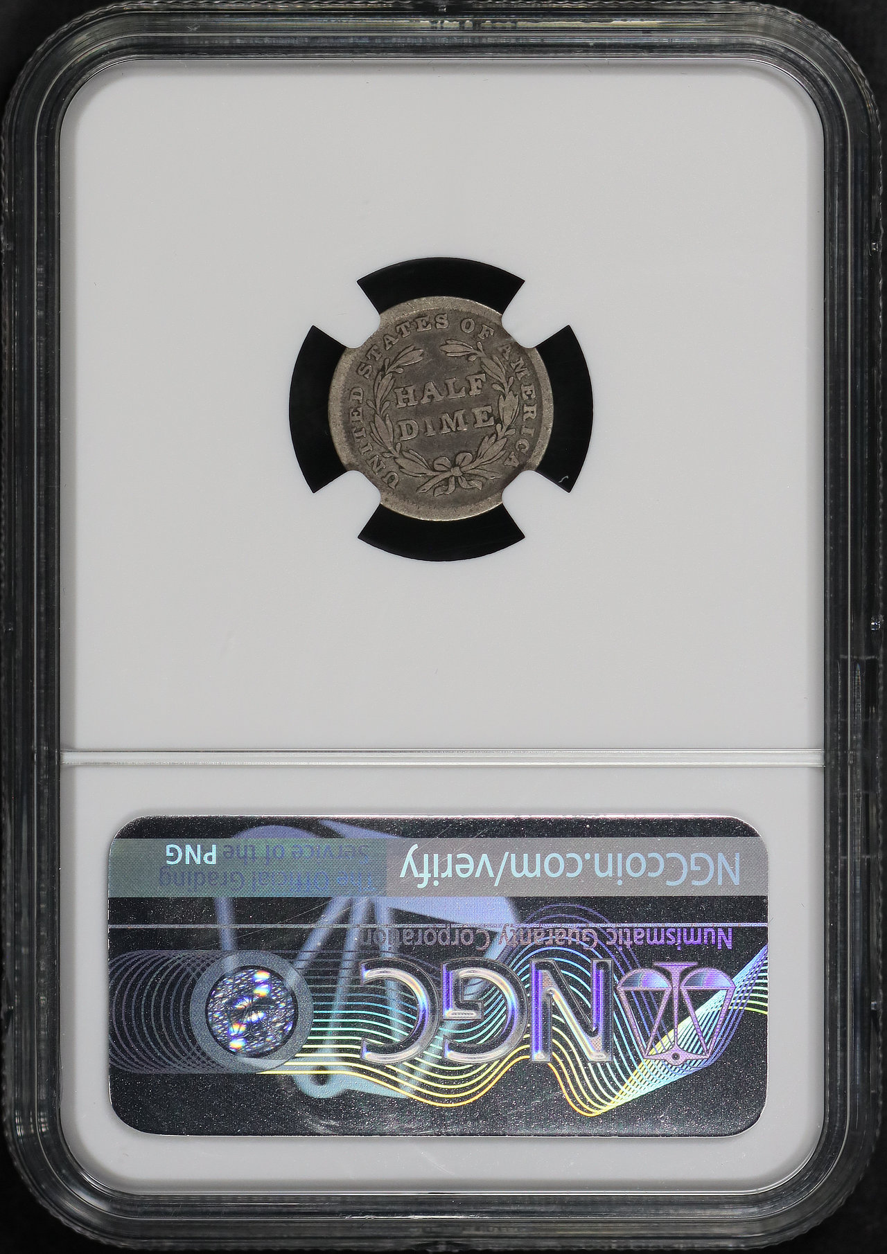 Reverse of this 1838 Large Stars Liberty Seated Half Dime No Drapery, NGC VG-8