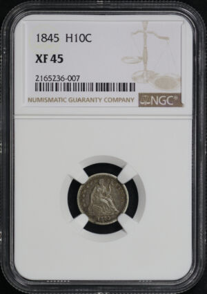Obverse of this 1845 Seated Liberty Half Dime NGC XF-45