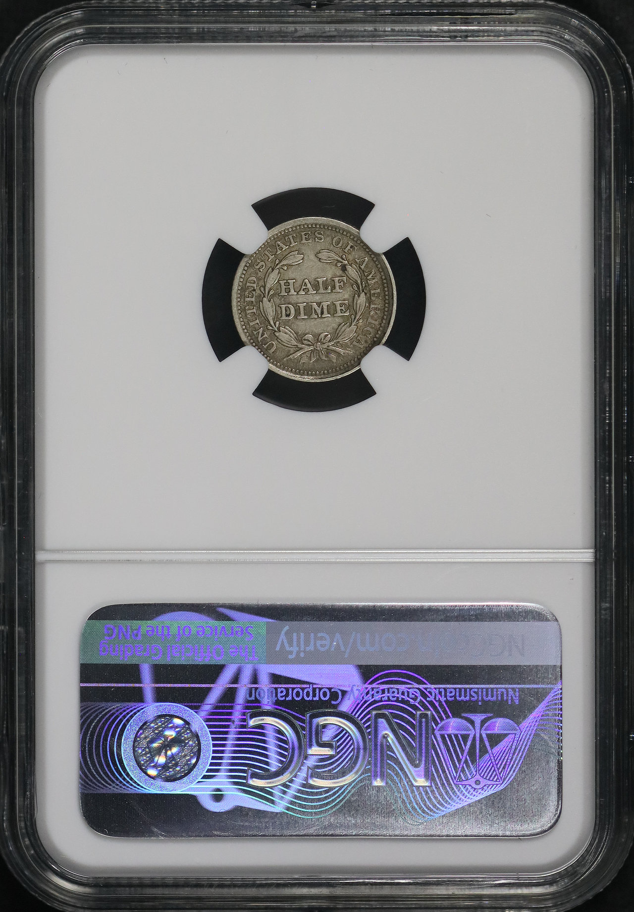 Reverse of this 1854 Liberty Seated Half Dime Arrows NGC XF-45