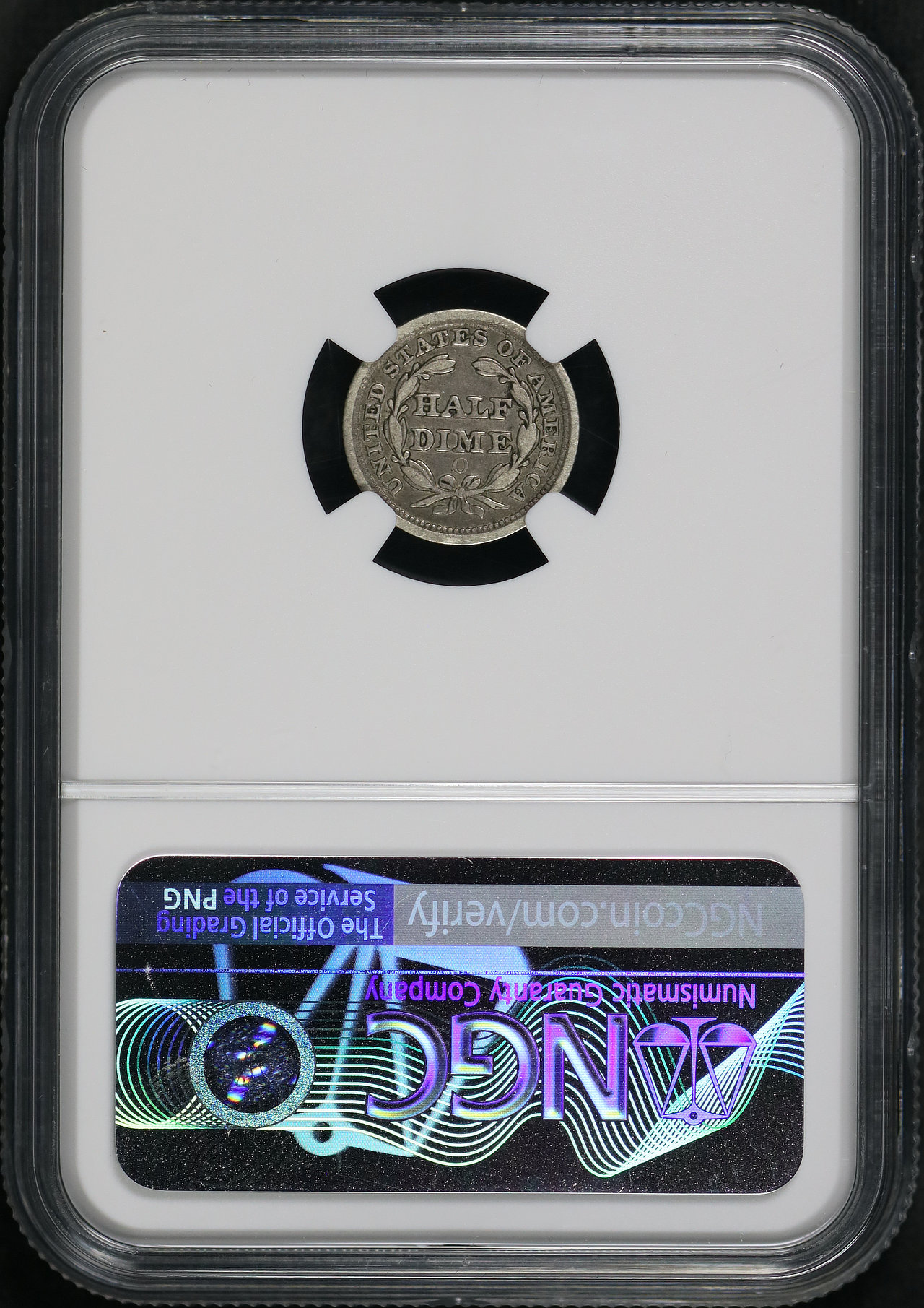 Reverse of this 1855-O Liberty Seated Half Dime Arrows NGC F-15