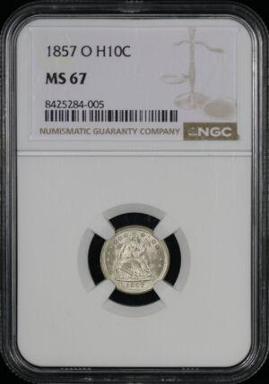 Obverse of this 1857-O Liberty Seated Half Dime NGC MS-67