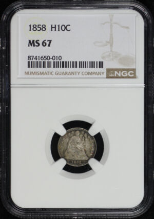Obverse of this 1858 Liberty Seated Half Dime NGC MS-67