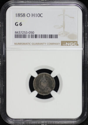 Obverse of this 1858-O Liberty Seated Half Dime NGC G-6