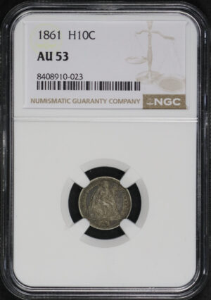 Obverse of this 1861 Liberty Seated Half Dime NGC AU-53
