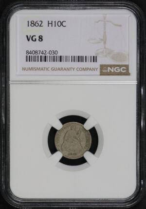 Obverse of this 1862 Liberty Seated Half Dime NGC VG-8