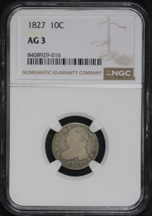 Obverse of this 1827 Capped Bust Dime NGC AG-3
