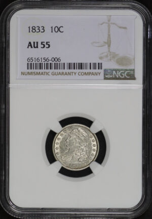 Obverse of this 1833 Capped Bust Dime NGC AU-55