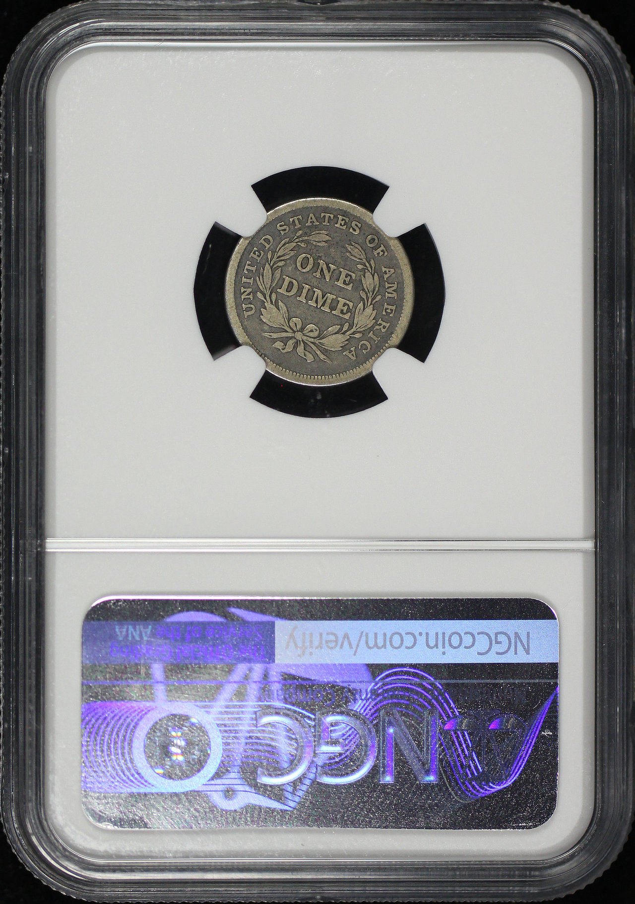 Reverse of this 1837 Liberty Seated Dime NGC F-12