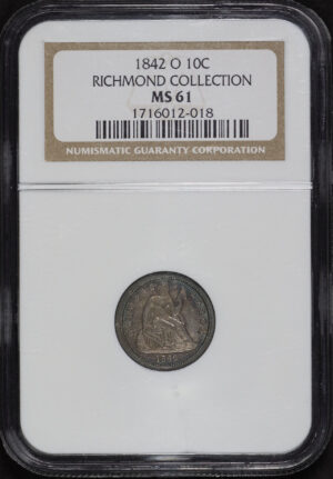 Obverse of this 1842-O Liberty Seated Dime NGC MS-61 RICHMOND COLLECTION