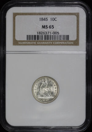 Obverse of this 1845 Liberty Seated Dime NGC MS-65