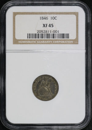 Obverse of this 1846 Liberty Seated Dime NGC XF-45