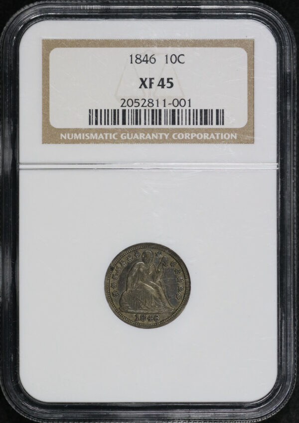 Obverse of this 1846 Liberty Seated Dime NGC XF-45