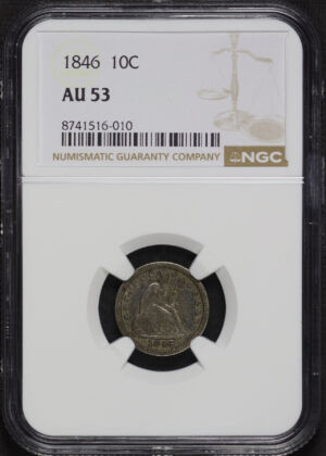 Obverse of this 1846 Liberty Seated Dime NGC AU-53