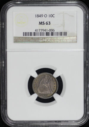 Obverse of this 1849-O Liberty Seated Dime NGC MS-63