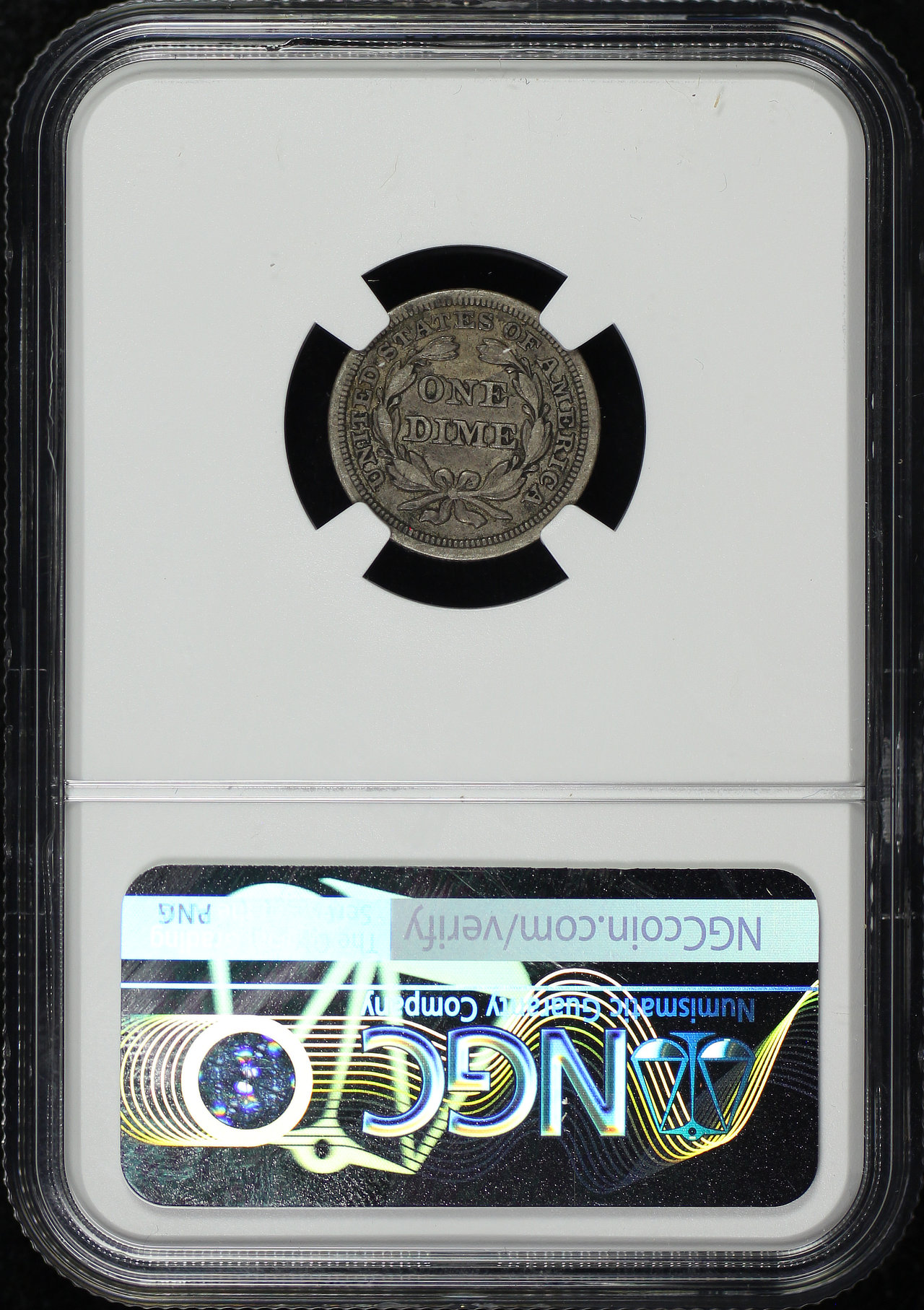 Reverse of this 1853 Liberty Seated Dime Arrows NGC VF-30